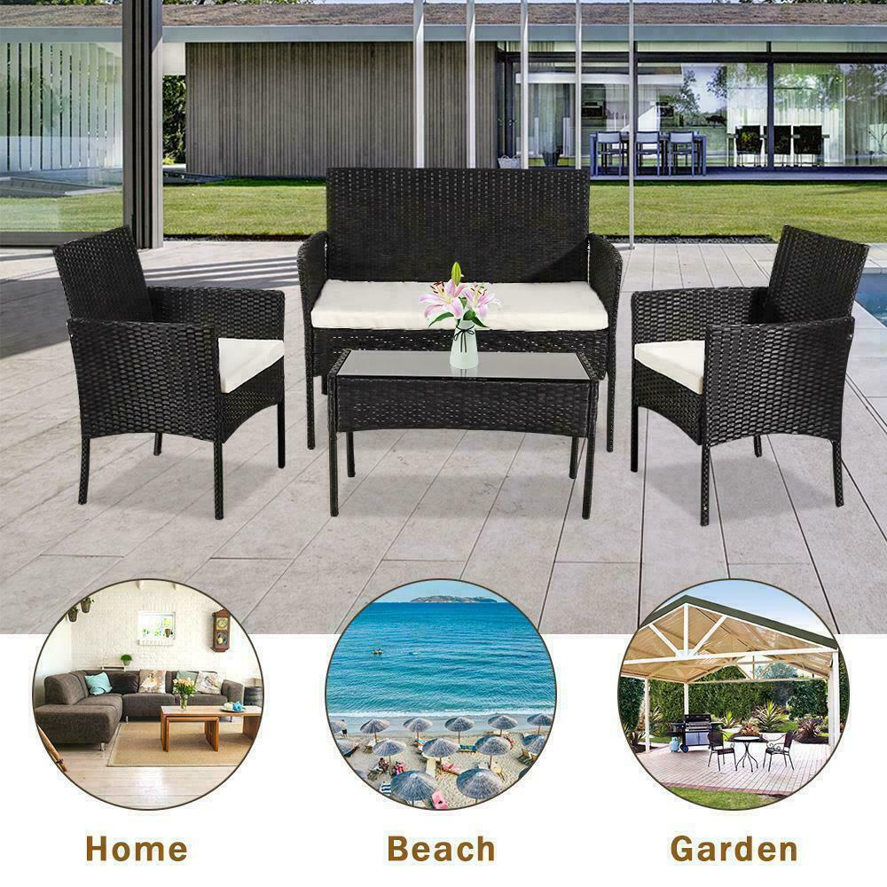 Home Garden Beach Outdoor Rattan Patio Wicker Furniture Set Garden Table Sofa Chair w/Cushion