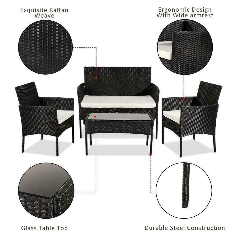 Home Garden Beach Outdoor Rattan Patio Wicker Furniture Set Garden Table Sofa Chair w/Cushion