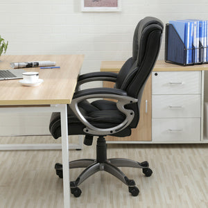 Black PU Leather High Back Office Chair Executive Task Ergonomic Computer Desk