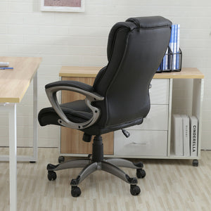 Black PU Leather High Back Office Chair Executive Task Ergonomic Computer Desk