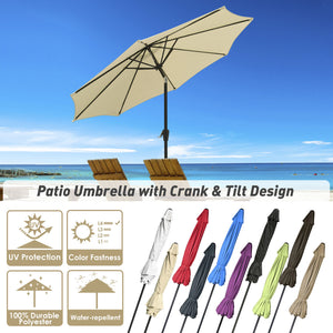 8 Rib Outdoor Tilt Umbrella Beach Home Garden Patio SunShade Outdoor Furniture