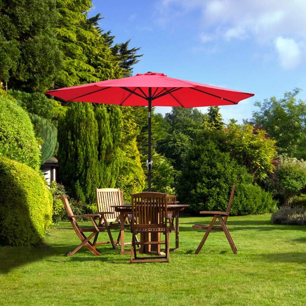 8 Rib Outdoor Tilt Umbrella Beach Home Garden Patio SunShade Outdoor Furniture