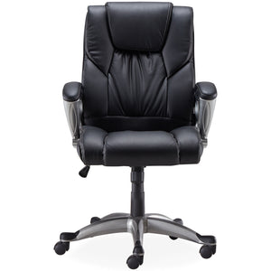 Black PU Leather High Back Office Chair Executive Task Ergonomic Computer Desk