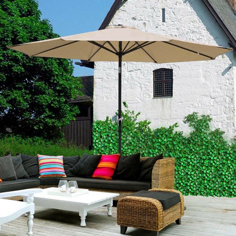 8 Rib Outdoor Tilt Umbrella Beach Home Garden Patio SunShade Outdoor Furniture