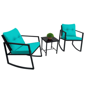 Cushion Patio Furniture Set Outdoor Wicker Sofas Rattan Chair Table Flat Chair Set 3pcs