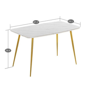 5 Piece Marble Dining Table Set 4 Chairs Kitchen Dining Room