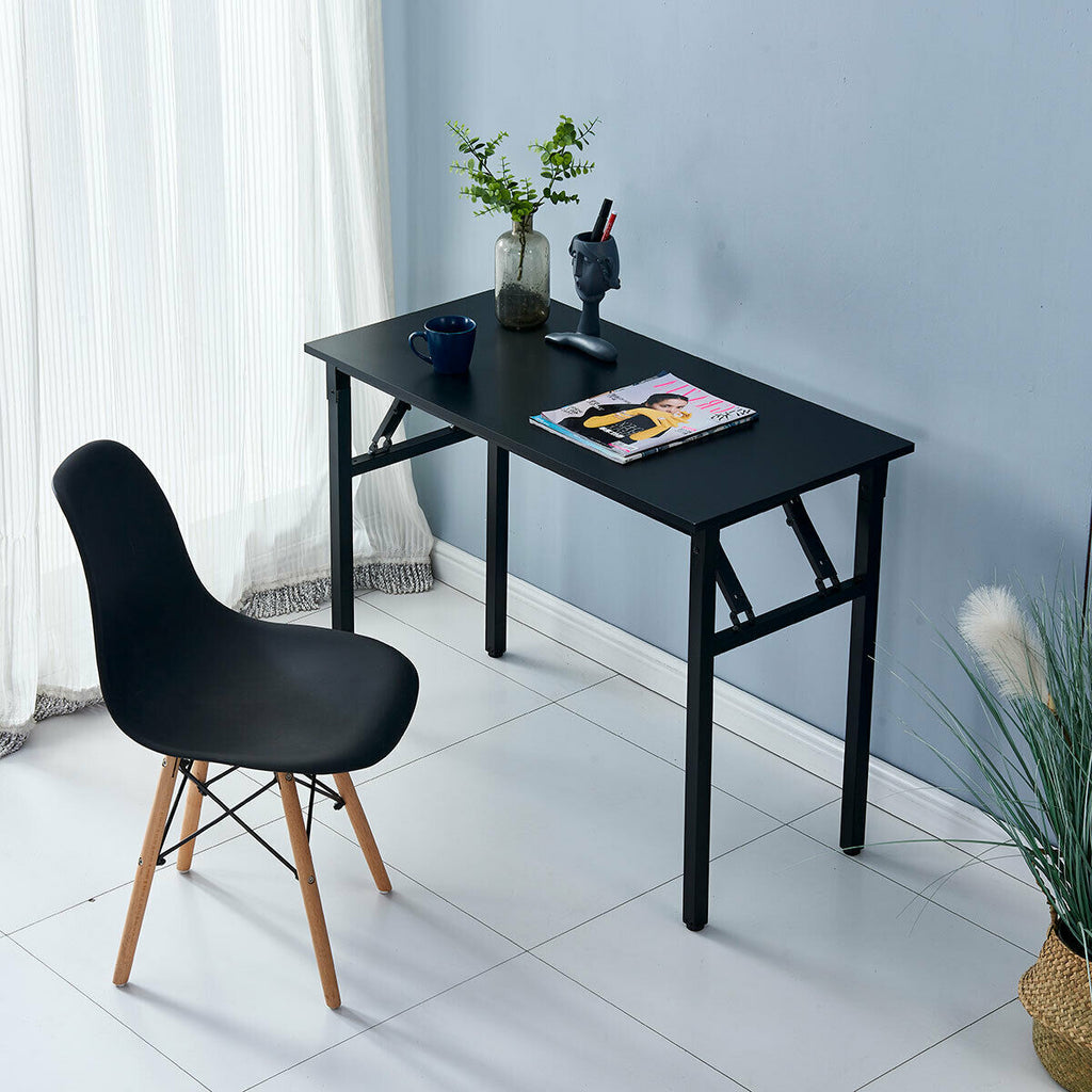 Black Folding Corner Desk Stable Design Computer Table