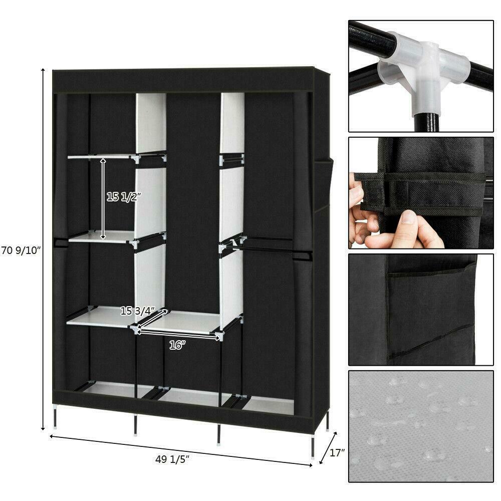 New 71" Portable Storage Organizer Clothes Rack Shelves Clothes Closet Wardrobe
