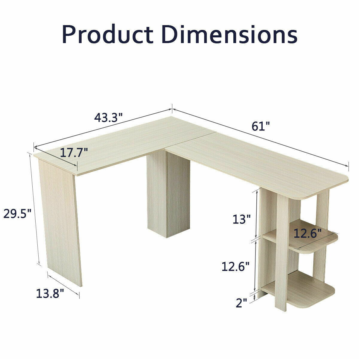 Corner Computer Desk L-Shaped PC Laptop Table Home Office Writing Gaming Table