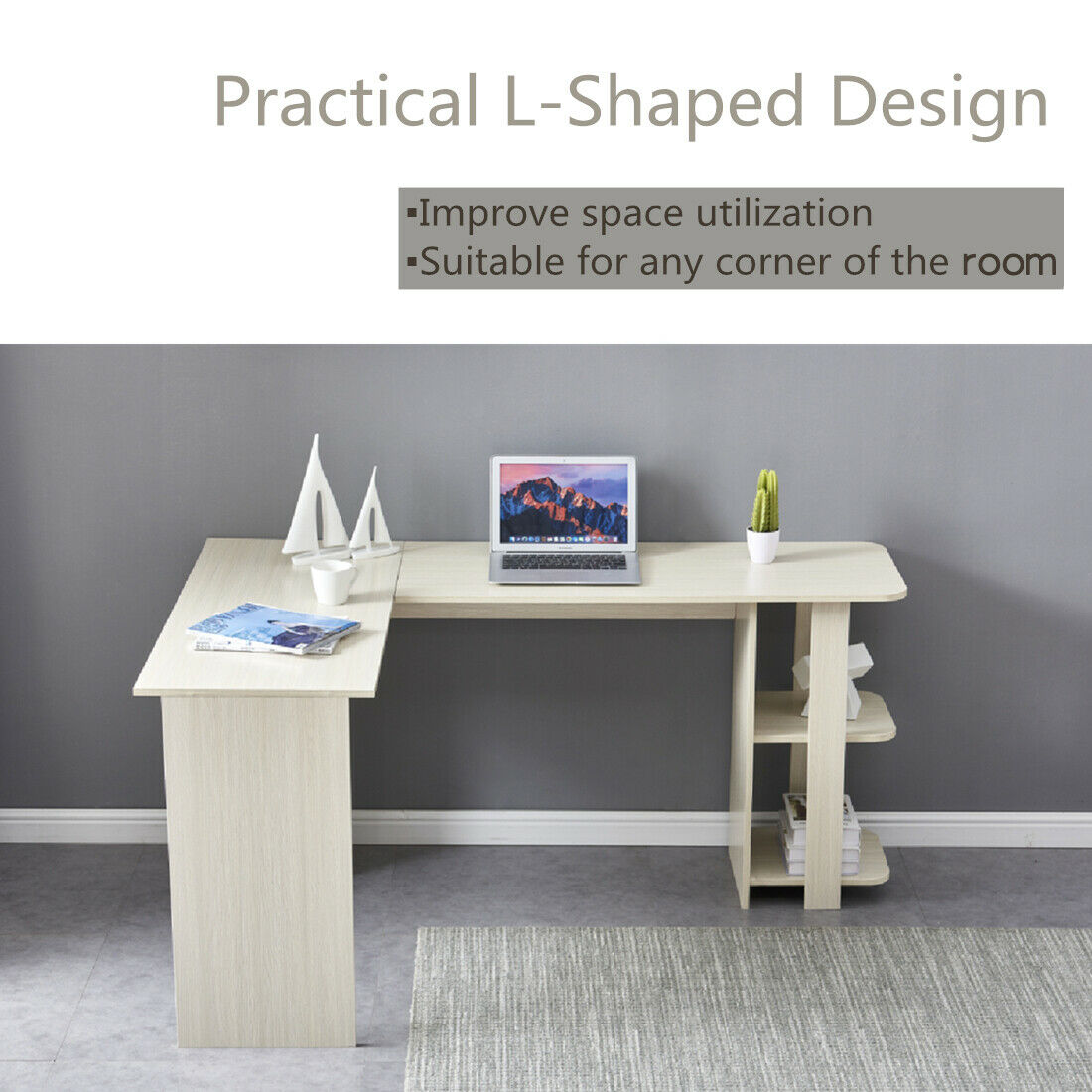 Corner Computer Desk L-Shaped PC Laptop Table Home Office Writing Gaming Table