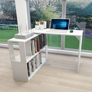 360°Rotating Corner Desk L-Shaped Computer Table Home Office Combo Storage Shelf