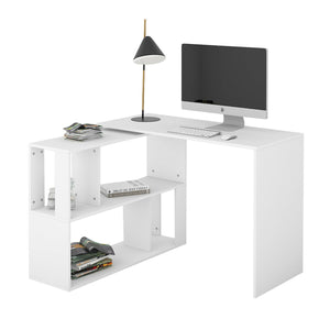 360°Rotating Corner Desk L-Shaped Computer Table Home Office Combo Storage Shelf