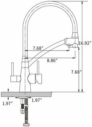 Brushed Gold Kitchen Sink Faucet Pull Out 3 in 1 High Arc Water Filter Purifier