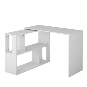 360°Rotating Corner Desk L-Shaped Computer Table Home Office Combo Storage Shelf