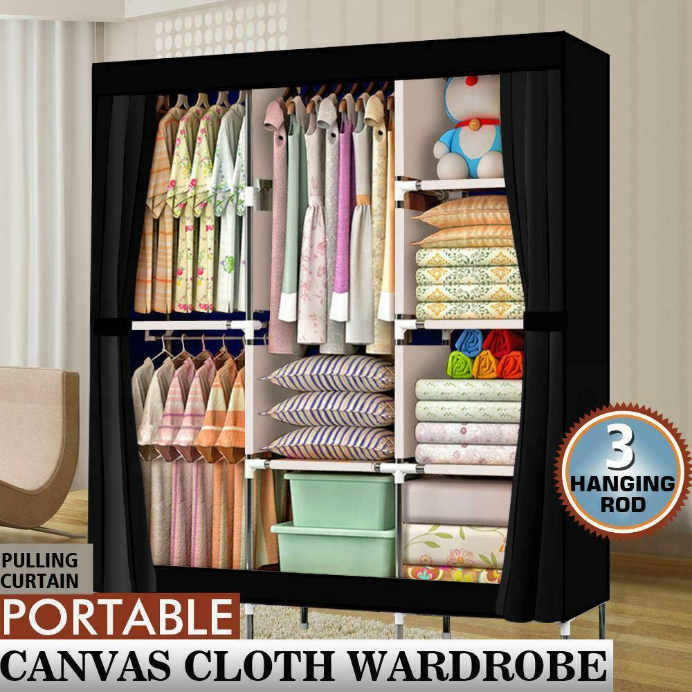 New 71" Portable Storage Organizer Clothes Rack Shelves Clothes Closet Wardrobe