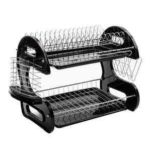 2-Tier Dish Drying Rack Stainless Steel Drainer Kitchen Storage Space Saver
