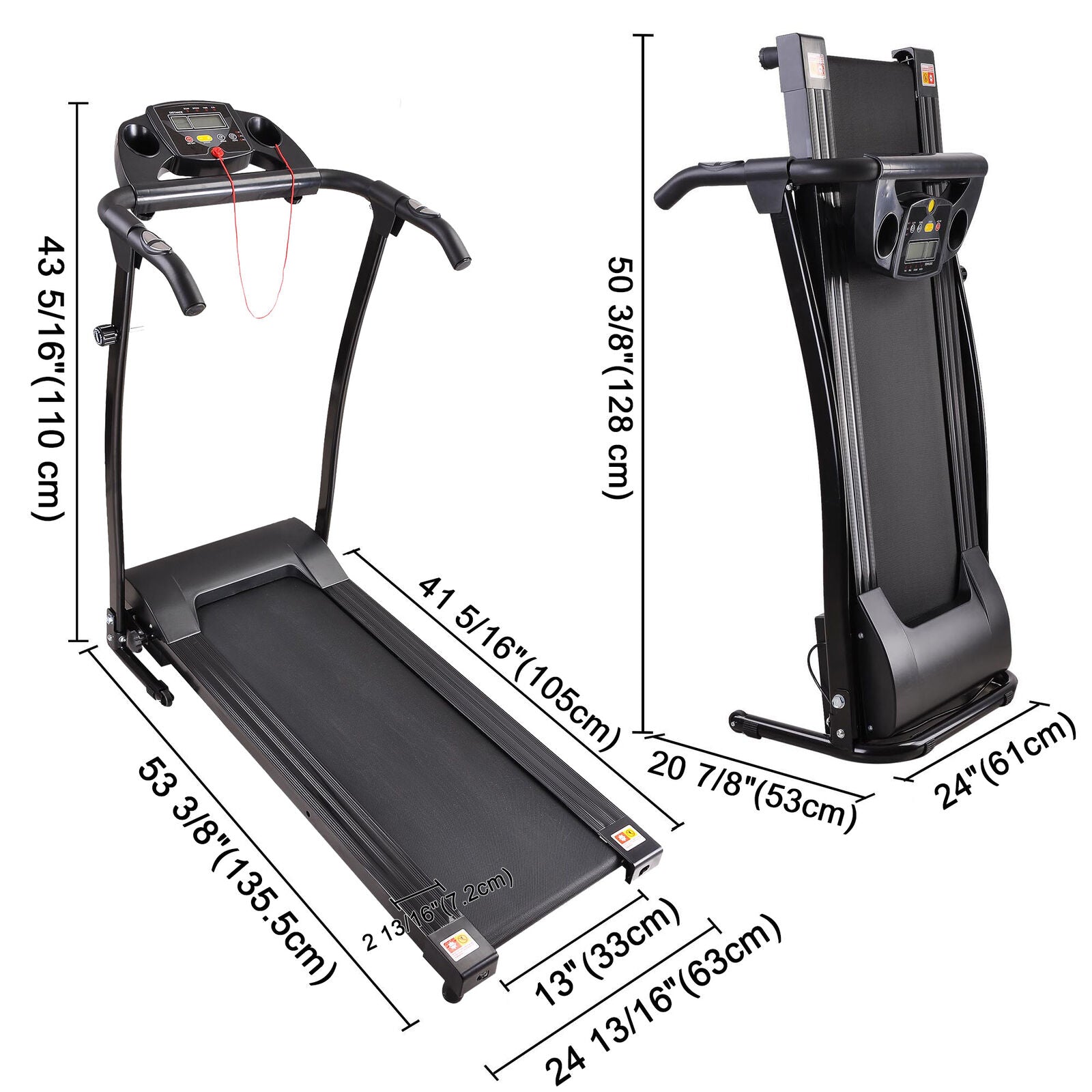 Luxury Electric Treadmill Portable Folding Fitness Running Treadmill with LCD Display