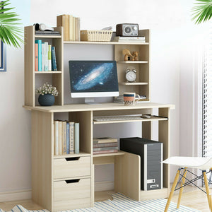 Home Office Computer Desk Desk PC Laptop Study Workstation Table W/Bookshelf