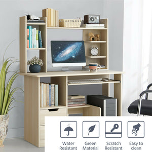 Home Office Computer Desk Desk PC Laptop Study Workstation Table W/Bookshelf