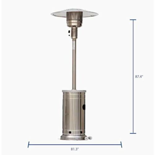Patio Heater 48000 BTU Stainless Steel Propane with Wheels