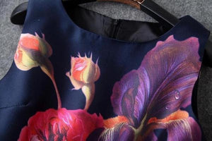 Sleeveless Floral Print A Line Dress