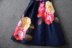 Sleeveless Floral Print A Line Dress