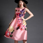 Sleeveless Floral Print A Line Dress